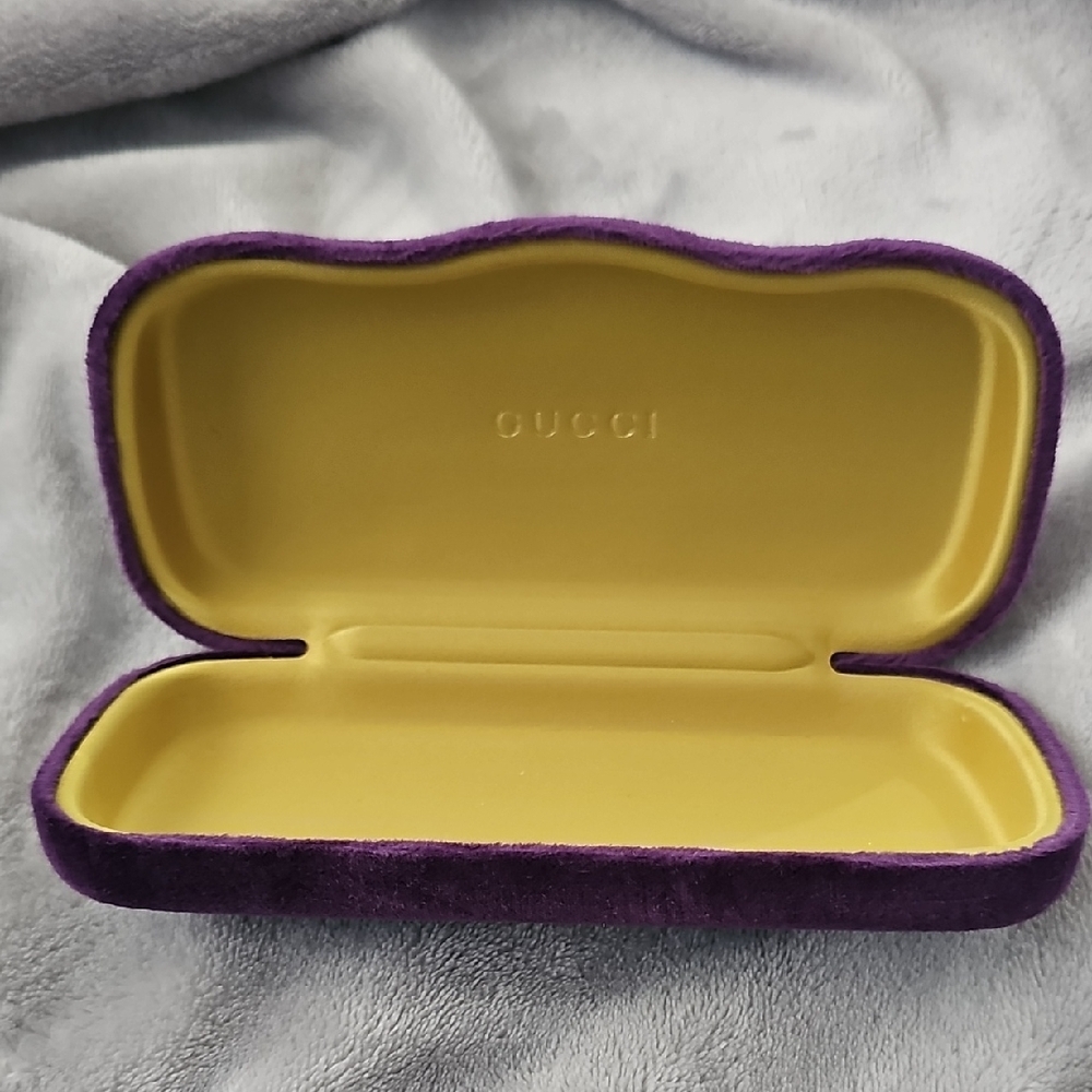 Gucci Velvet Purple and Yellow Glasses Case